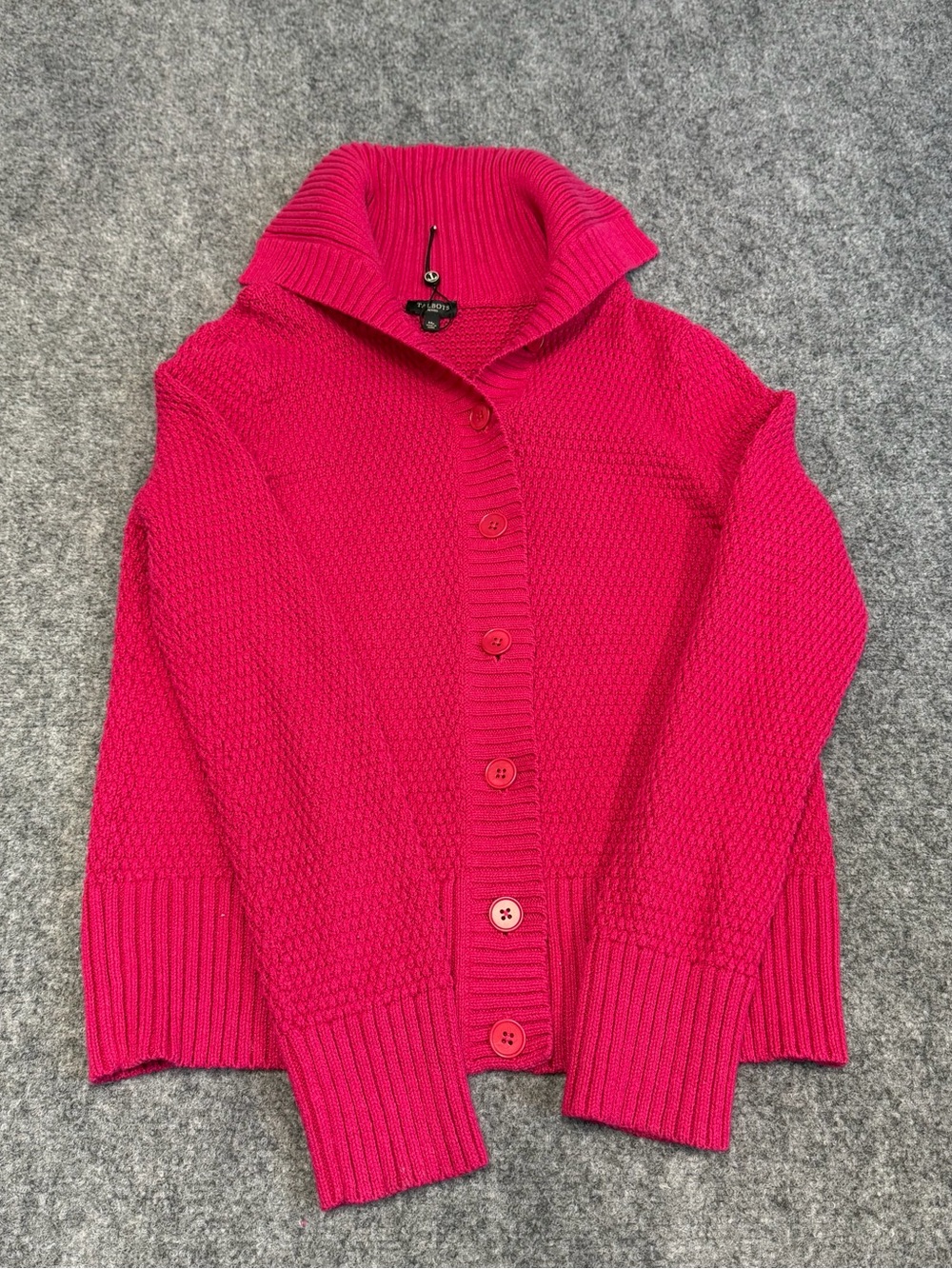 Talbots Bright Fuchsia Button-Up Knit Cardigan